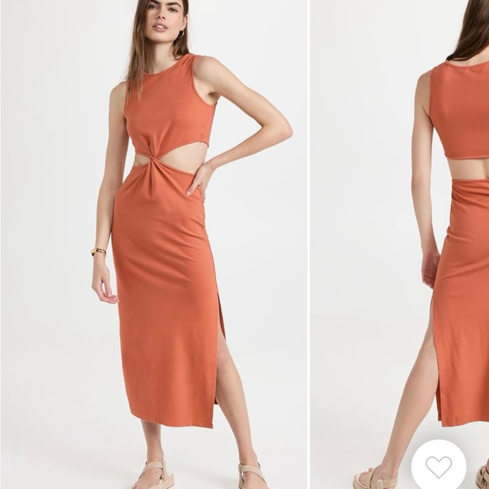 Sundry Burnt Orange Cutout Midi Dress
